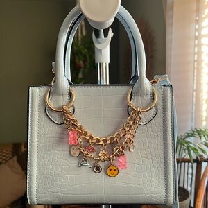 ALDO Light Blue Croc-Embossed Handbag with Charms